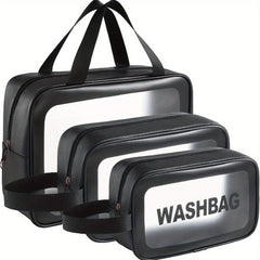 3Pcs Clear Travel Cosmetic Bag Set Waterproof Makeup Bag Portable Toiletry Bag