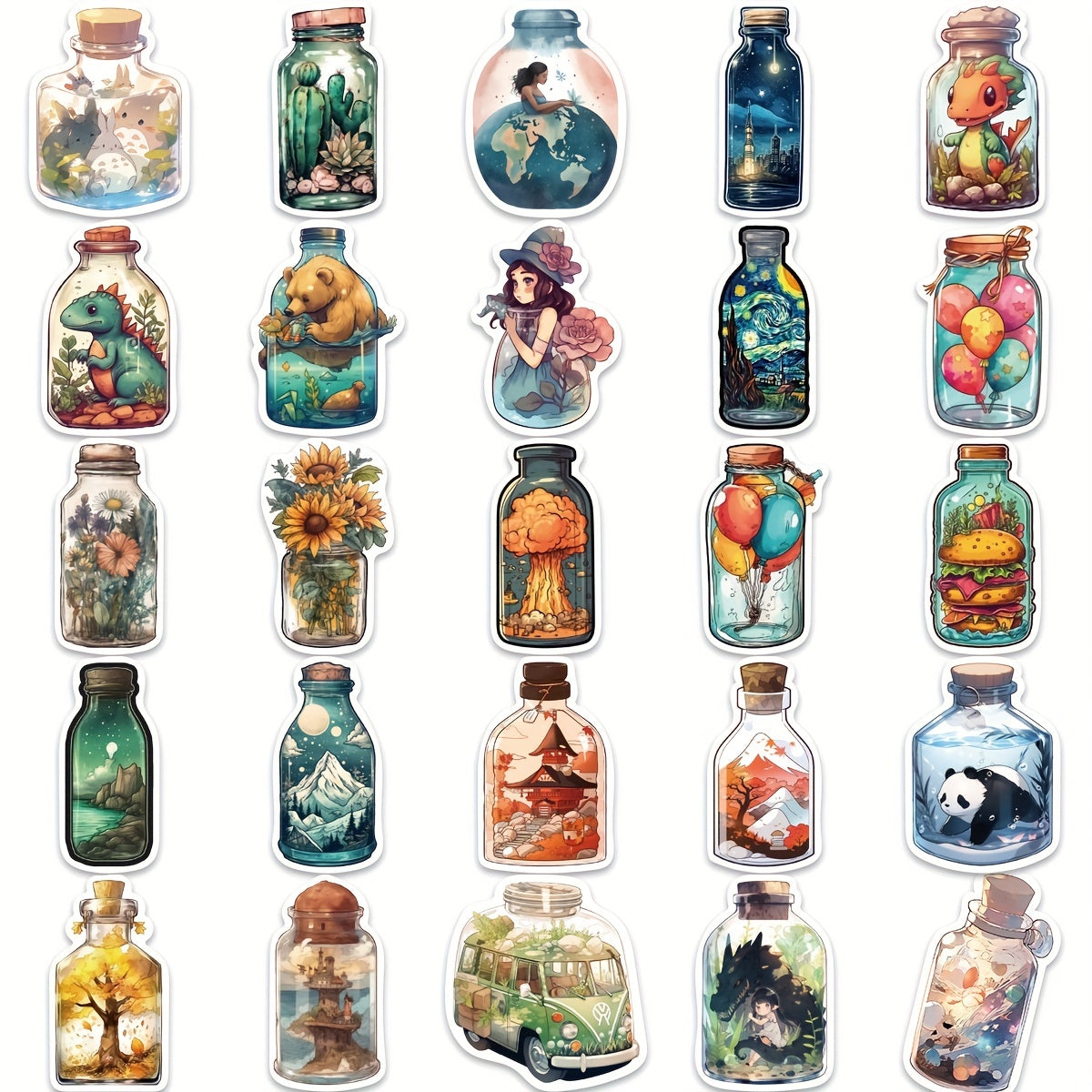 50 Cartoon Bottle Graffiti Stickers for Laptop Water Bottle Luggage Helmet