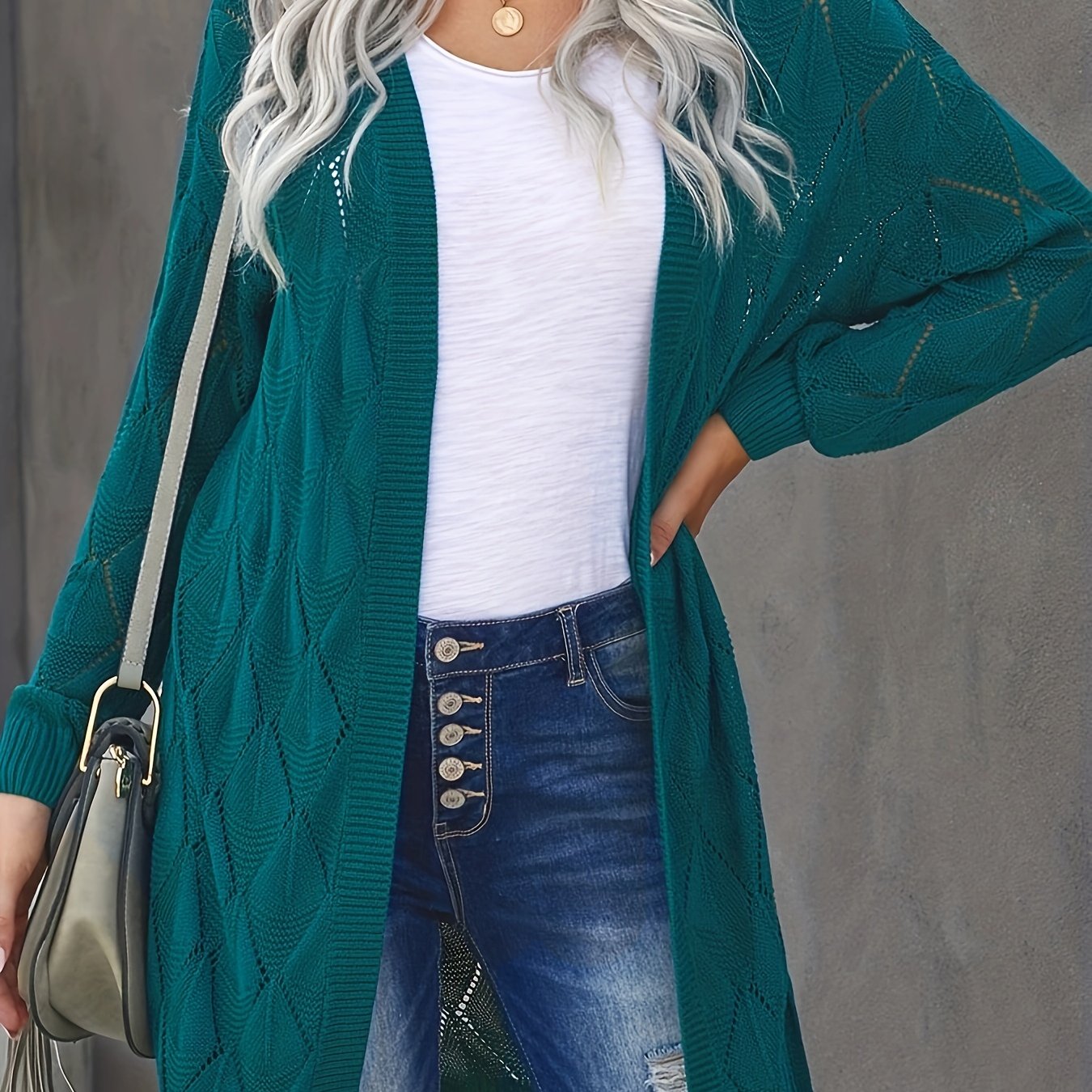  Women's Eyelet Embroidered Open Front Cardigan