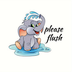 Cartoon Elephant English Toilet Wall Sticker Bathroom Decoration
