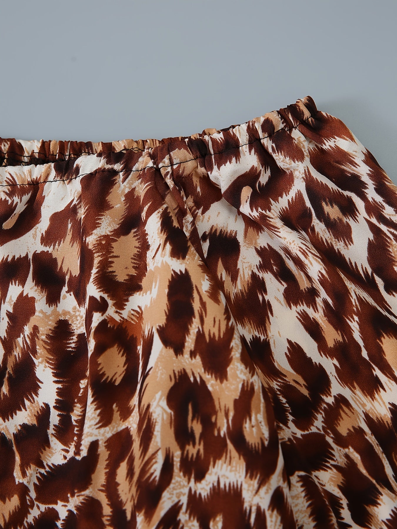 Off Shoulder Leopard Print Long Sleeve Crop Blouse Women's Plus