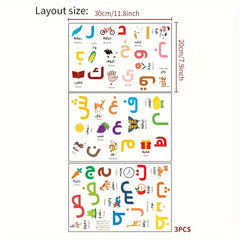 3pcs Cartoon Animal Letter Stickers Self Adhesive PVC Removable Stickers