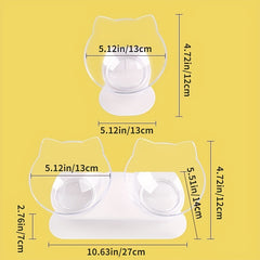 Elevated Cat Ear-Shaped Feeder Bowl Plastic Raised Cat Inclined Food Water Bowl