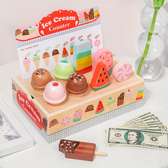 Wooden Ice Cream Parlor Role Play Toy DIY Simulation Scene Game Room Decor