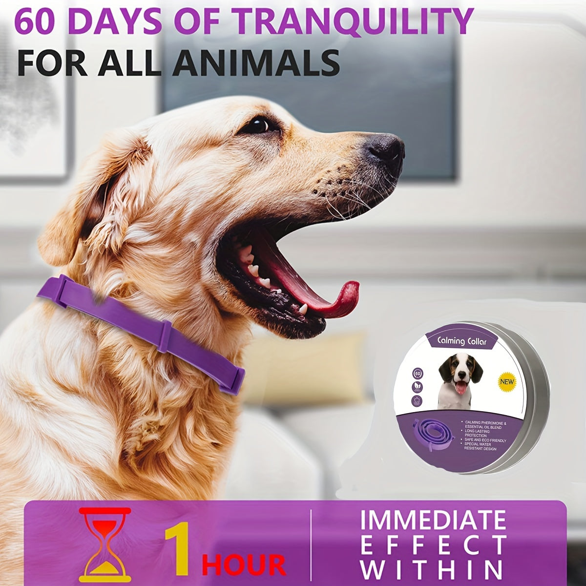Calming Collar for Cats & Dogs Anxiety Relief Adjustable Stress Reduction