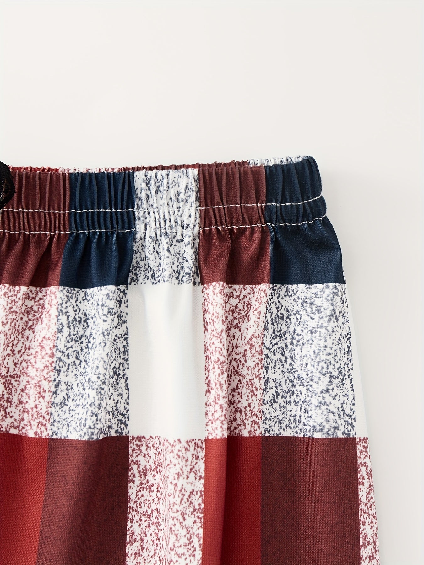 Colorblock Plaid Lounge Pants Soft Elastic Waist Womens Loungewear