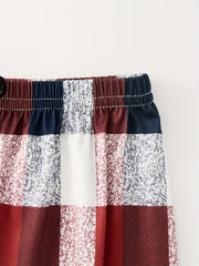 Colorblock Plaid Lounge Pants Soft Elastic Waist Womens Loungewear