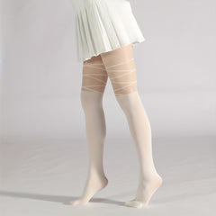 Criss Cross Pattern Pantyhose High Waist Slim Footed Stockings