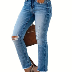  Women's Washed Ripped Stretch Jeans