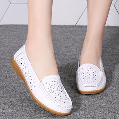 Women's Hollow Out Flat Loafers Soft Sole Slip On Shoes