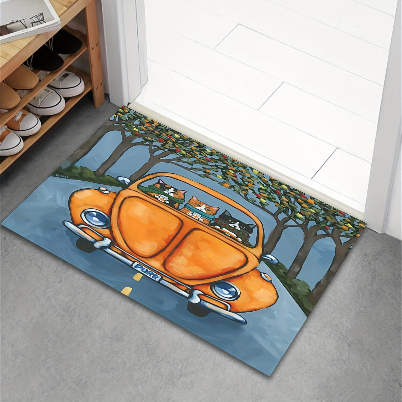 Cartoon Car Print Rug Washable Rectangular Carpet for Home Decor