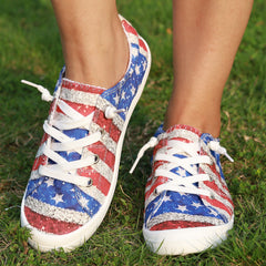 Women's Flag Pattern Canvas Shoes Low Top Flat Sneakers