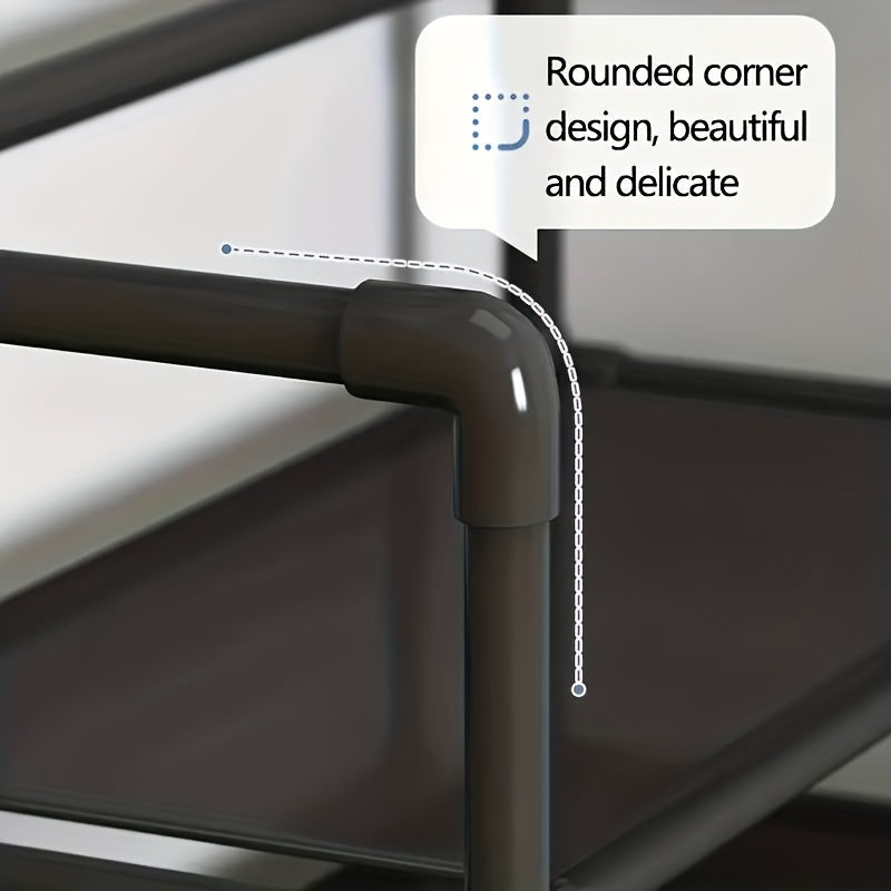 1pc Shoe Storage Rack With Clothes Shelf & Hooks - Space Saving