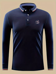 Snake Print Men's Casual Long Sleeve Polo Shirt