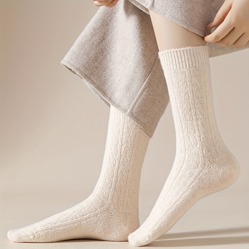 7 Pairs Solid Mid Tube Socks Women's Stockings