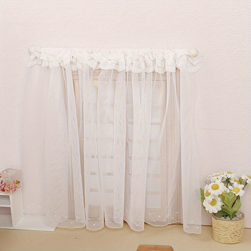 Dollhouse Lace Trim Window Curtain for Fairy Decor
