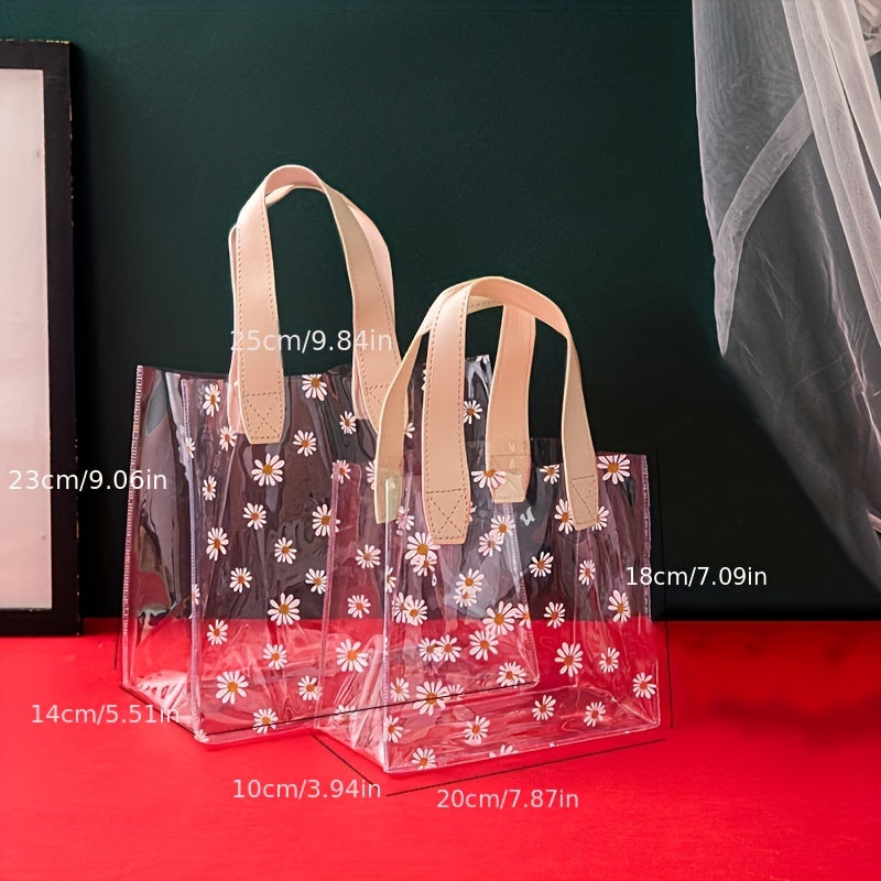 Daisy Transparent Tote Bag Plastic Jelly Bag Hand Gift PVC Toiletry Bag