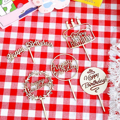 Wooden Cake Decor Party Tassel Stand Cake Sticker