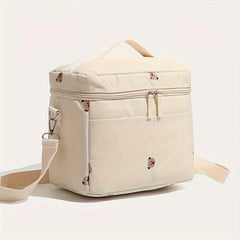 Beige Insulated Bottle Cooler Bag Stroller Storage Breastmilk Preservation