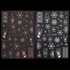 Christmas Nail Art Decals Winter Snowflake Reindeer Gingerbread Man Glitter
