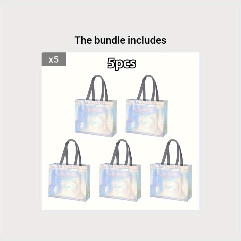 5pcs Laser Shopping Bags Gift Bags for Holiday Party Favor Bags