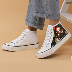 Christmas Print High Top Canvas Sneakers