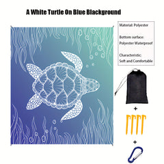 Turtles Pattern Beach Mat Portable Waterproof Blanket