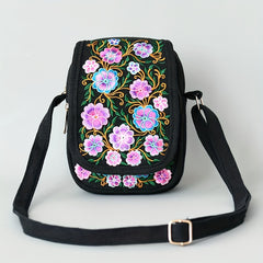 Vintage Ethnic Style Mini Crossbody Bag with Flower Embroidery
