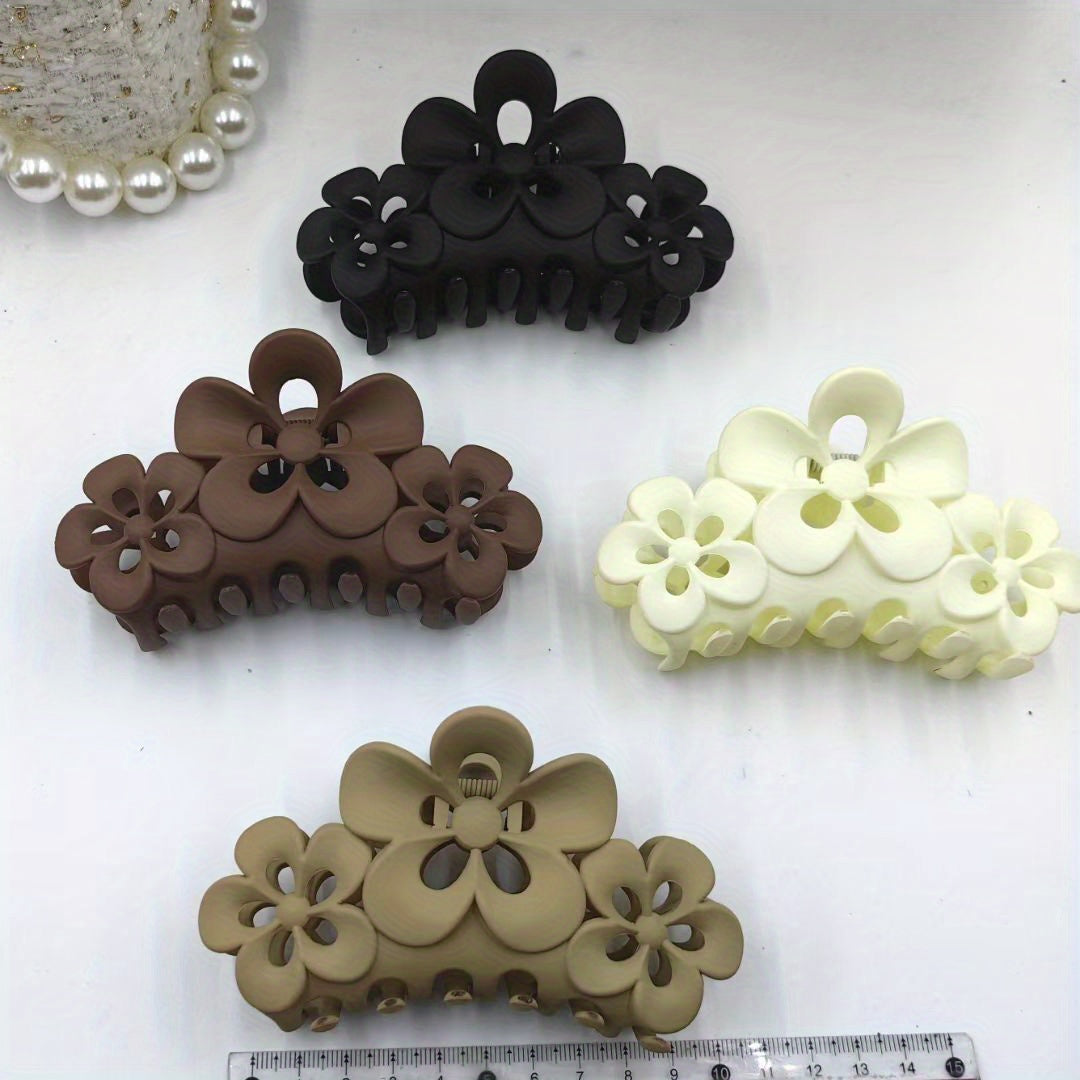 4pcs Matte Flower Hair Claw Style Female Headwear Hair Clips