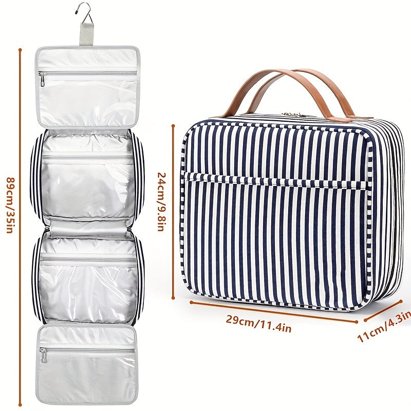 Striped Pattern Comestic Storage Bag Foldable Hanging Makeup Bag