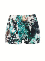  Cowboy & Slogan Print Tie Dye High Rise Stretch Shorts