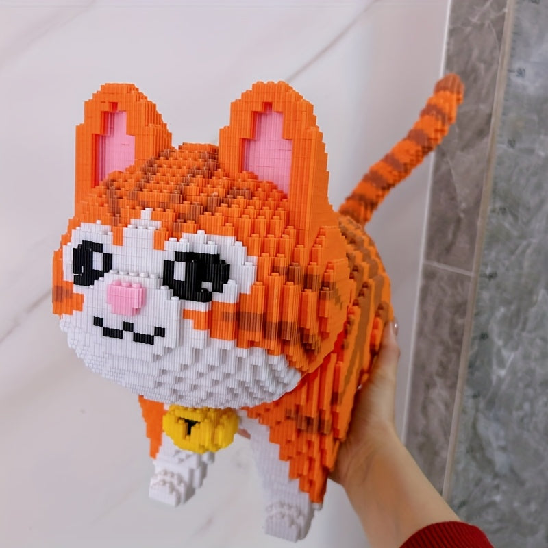 Large Orange Cat Building Block Set Party Game DIY 3D Puzzle Assembly