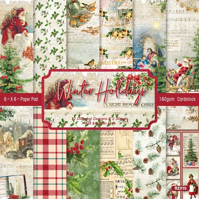 DIY Album Scrapbook Vintage Christmas Background Paper 6 inch