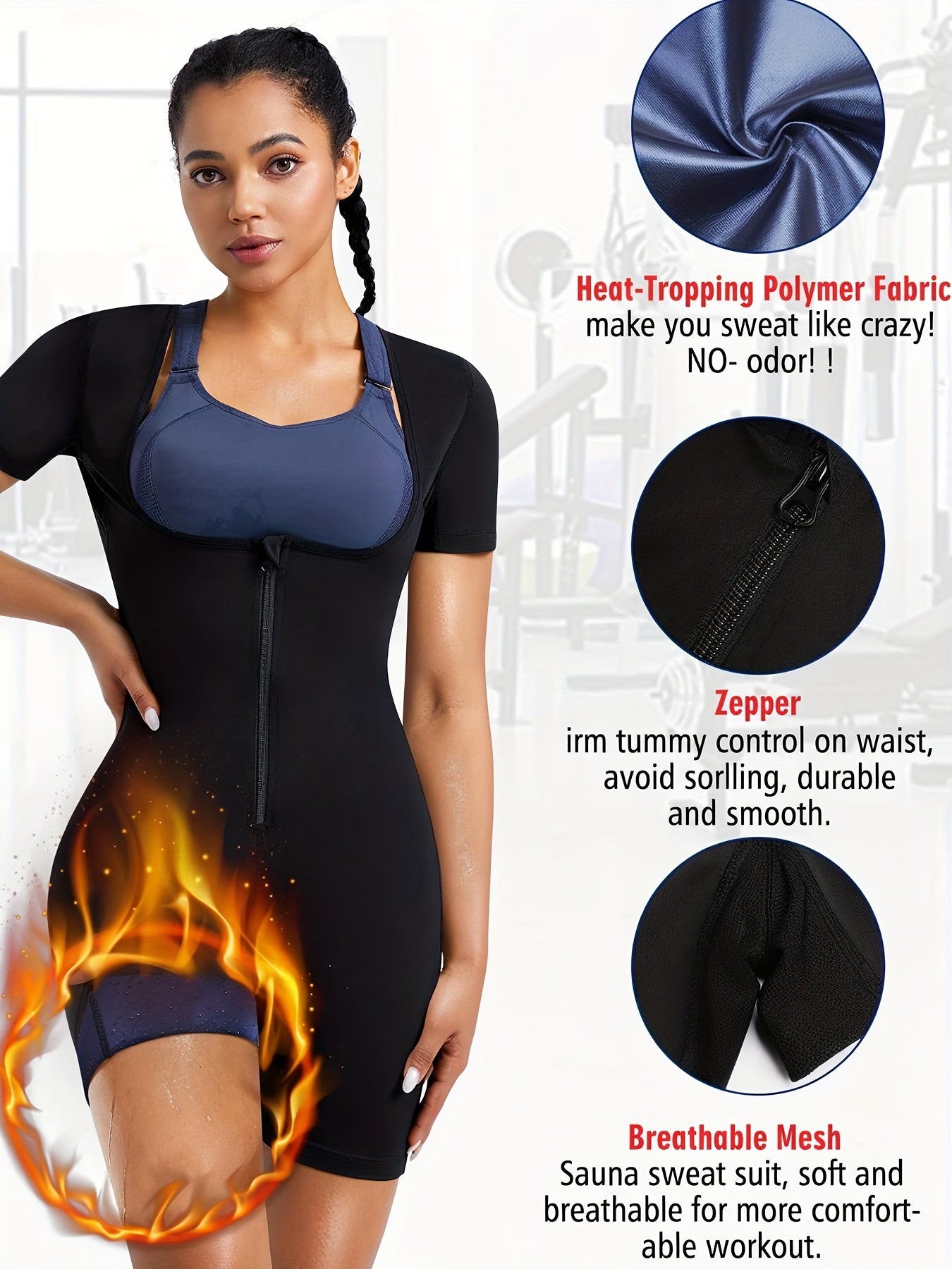Women's Body Slimming Sauna Jumpsuit with Zipper