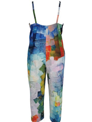  Casual Cami Jumpsuit Women's Plus Painting Print Wide Leg Jumpsuit