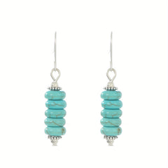 Turquoise Bohemian Hook Earrings Silver Plated Jewelry