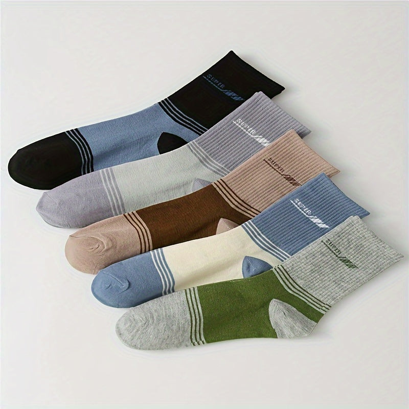 5 Pairs Letter Print Socks Comfy Sports Stockings