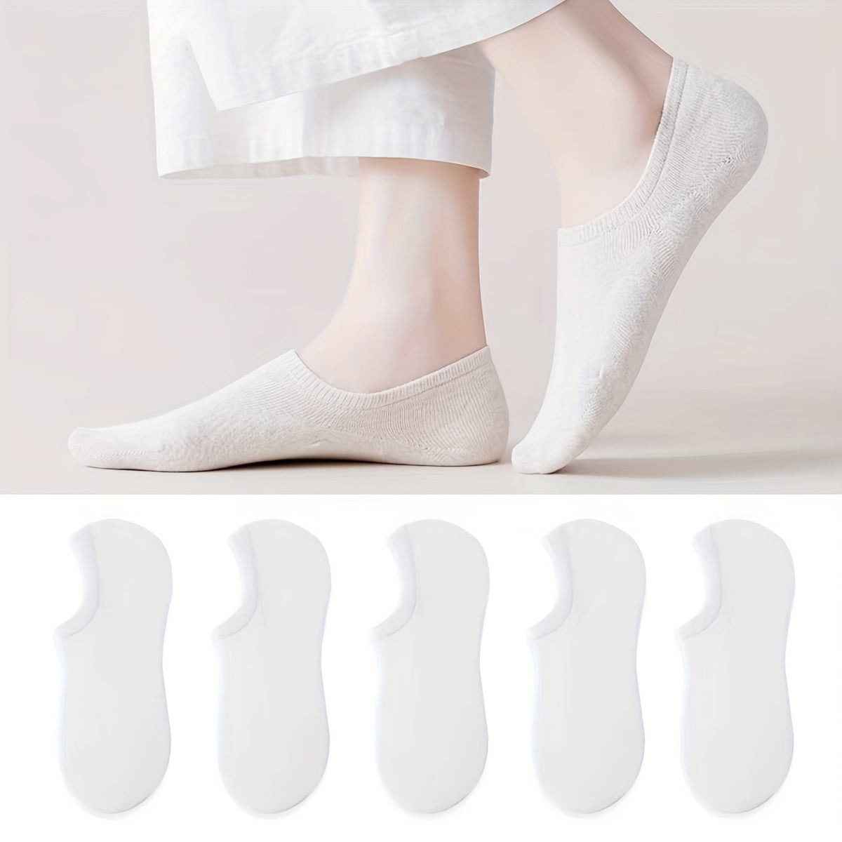 5 Pairs Soft & Lightweight Low Cut Ankle Socks Women's Stockings