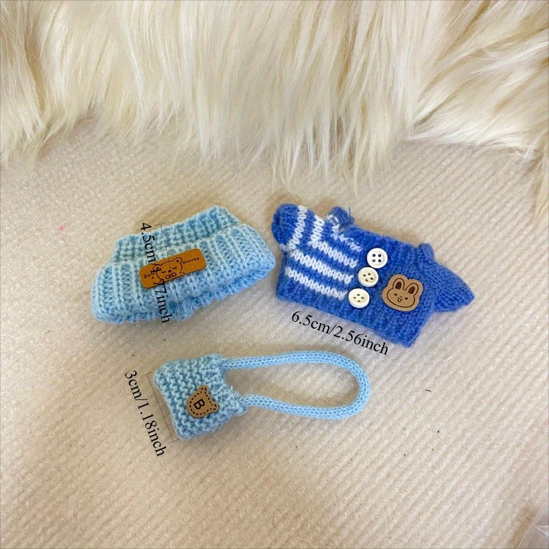 LABUBU 3pcs Crochet Doll Clothing Set for 15 Dolls