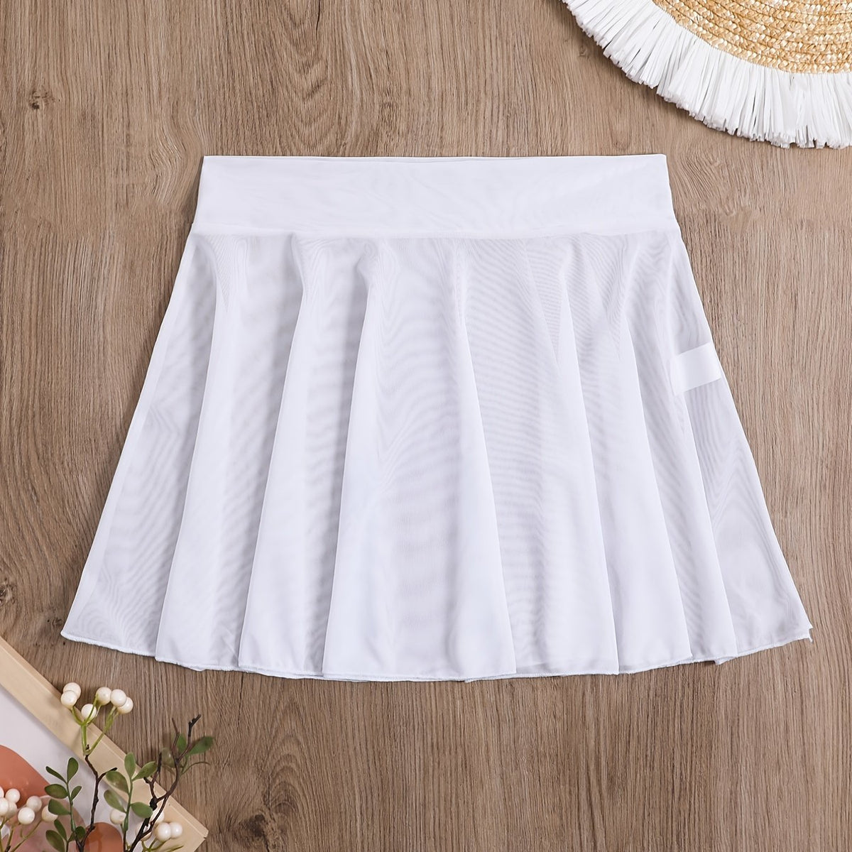 High Stretch Mesh Cover Up Skirt Solid Semi Sheer Beachwear Women's S