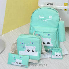 Canvas Women Backpacks Schoolbag Cat Print Rucksack For Teenager Girls