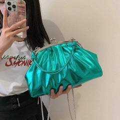 Vintage Chain Women Shoulder Crossbody Bag PU Leather Handbags