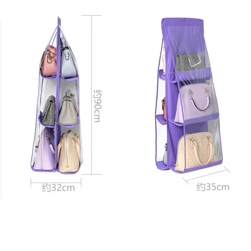 6 Pocket Foldable Hanging Bag 3 Layers Folding Shelf Bag Purse Handbag Organizer