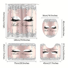 Shining Rhinestones Eye Pattern Shower Curtain Set