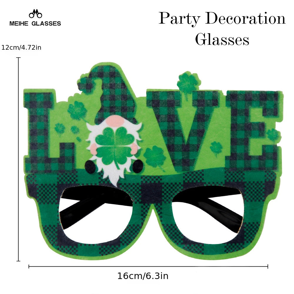 St Patrick's Party Decoration Glasses Clover Elf Green Dwarf Party Photo Props