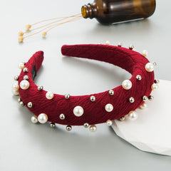 Faux Pearl Beading Knitted Headband