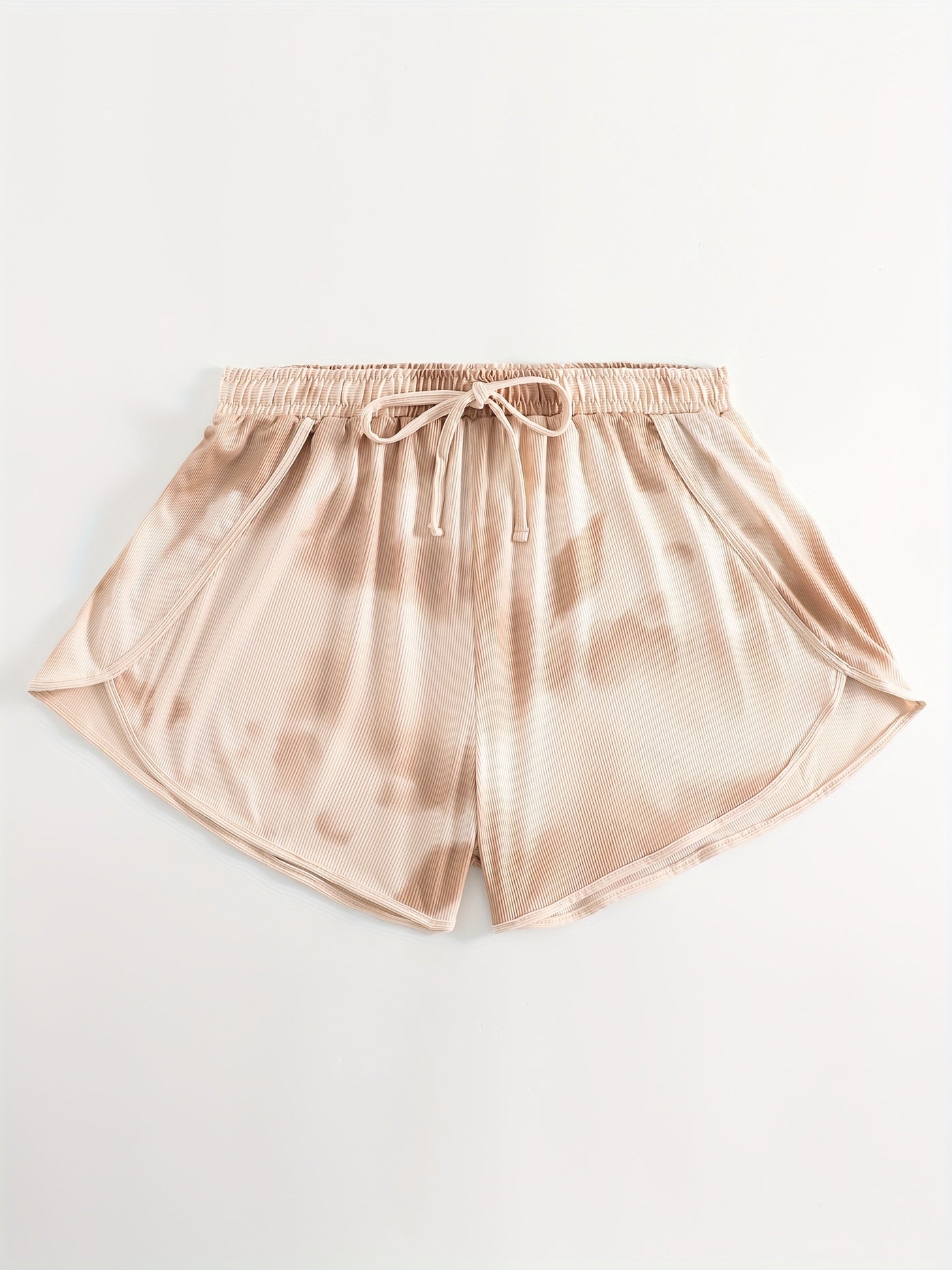  Casual Shorts Women's Plus Ribbed Drawstring Stretch Shorts