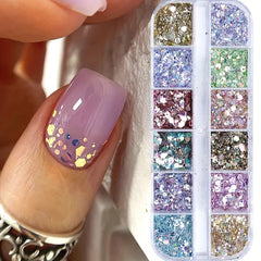 Iridescent Crystal Hexagon Nail Glitter Sequins Mermaid Flake