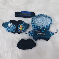 16 Pcs Doll Clothes Plaid Hoodie Headband Set for LABUBU Dolls