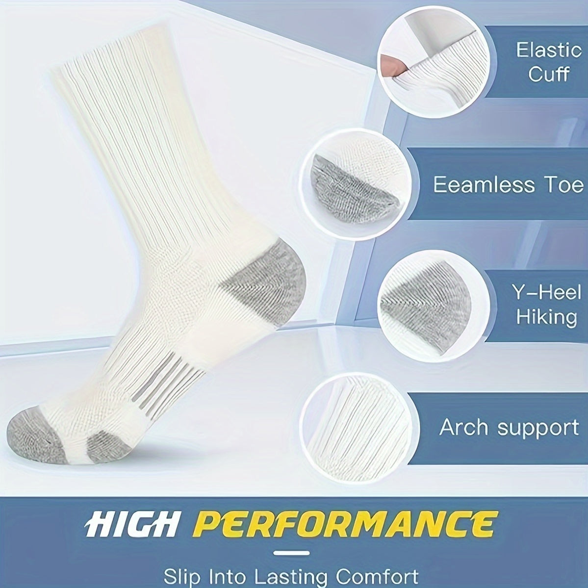 3 Pairs Men's Mid Crew Sport Socks - Sweat Absorbing, Comfy, Breathable